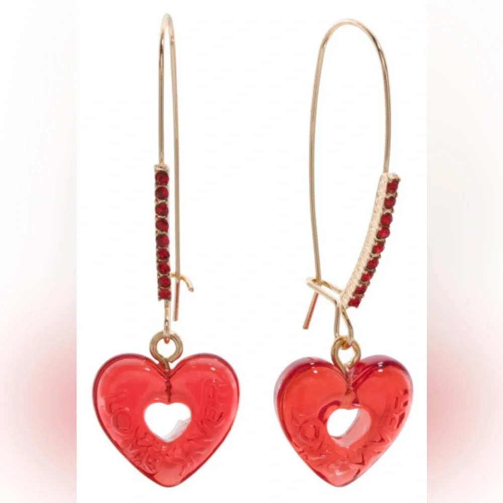 BETSEY JOHNSON Love Spell Valentine  Red Love Savers Candy Drop Earrings NEW NWT